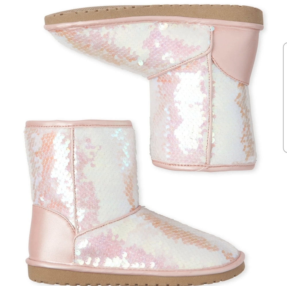 Children's Place Pink Irridescent Sequined Boots